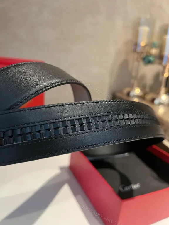 View 8 of Premium Leather Belt with Double G Buckle - Black, Lux Style