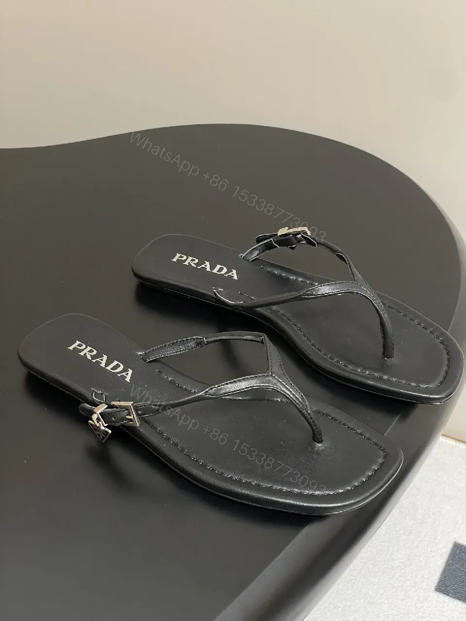 View 6 of Black Leather Minimalist Mules with Subtle Logo Accent, All-Day Comfort