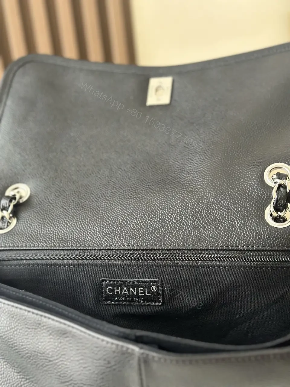 View 6 of Quilted Crossbody Bag: Navy Leatherette, Iconic Hardware, Compact Luxury