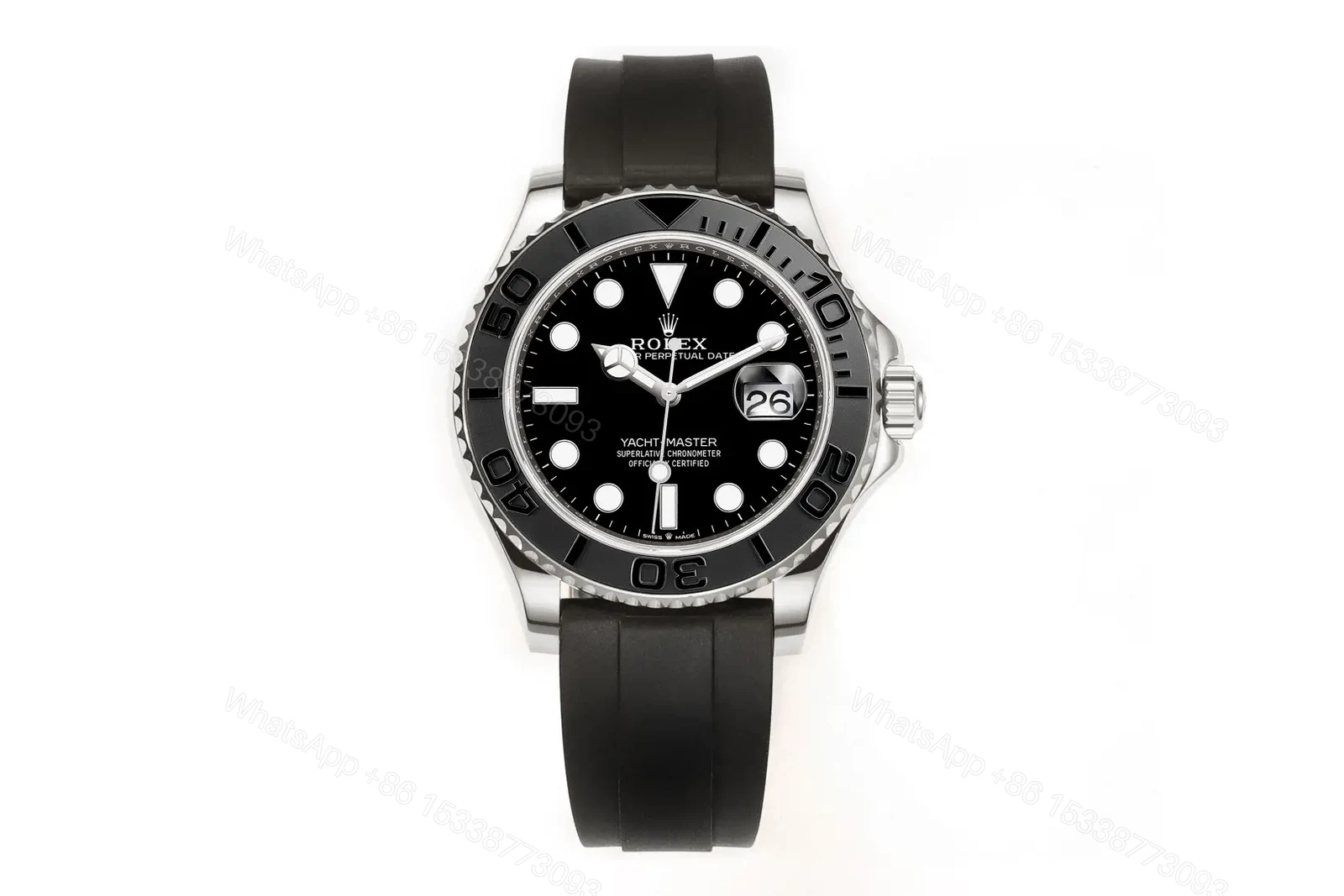 DJ Factory Clean Factory Rolex Yacht-Master Black Dial Rubber Strap — view 1