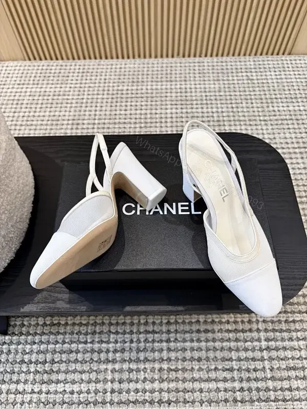 White Fabric Slingback Heels – Modern Minimalist Comfort — view 1