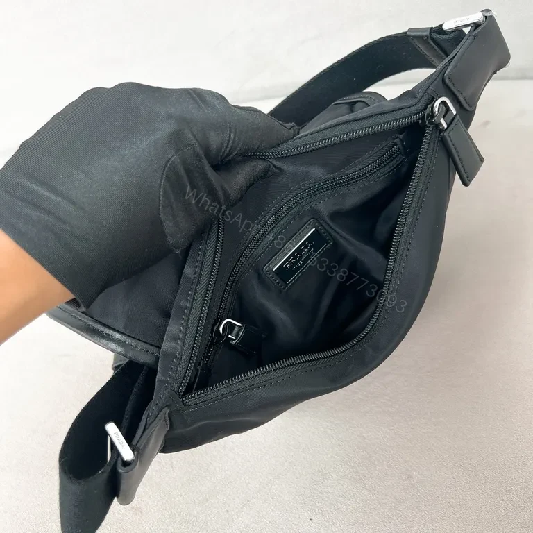 View 5 of Prada Compact Nylon Leather Trim Messenger Bag - Modern Luxury