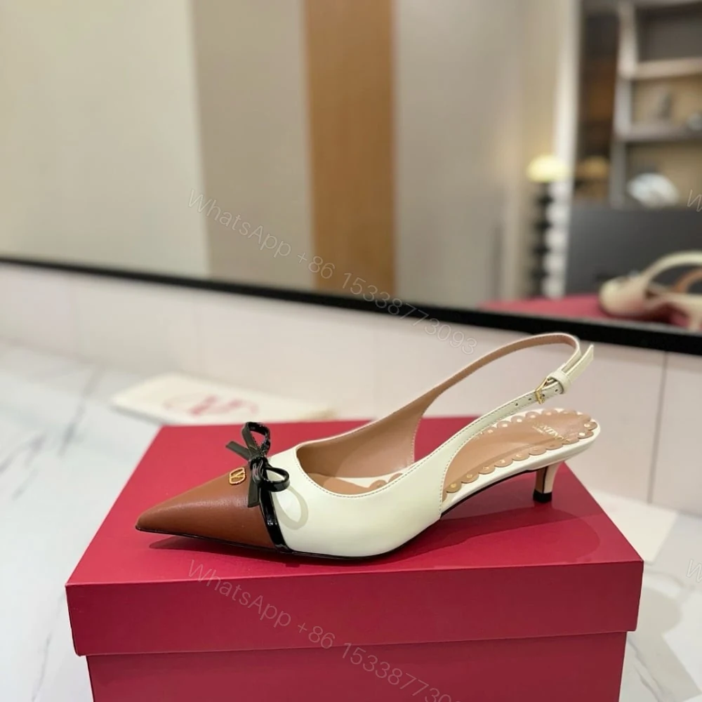 View 4 of VALENTINO BEPOINTY SLINGBACK PUMPS IVORY AND TOBACCO 6W2S0LL3YEA CVM