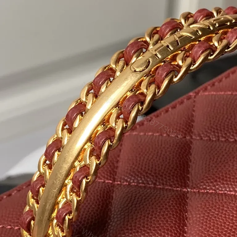 View 2 of Chic Quilted Mini Bag with Gold Chain Strap - Luxe Burgundy