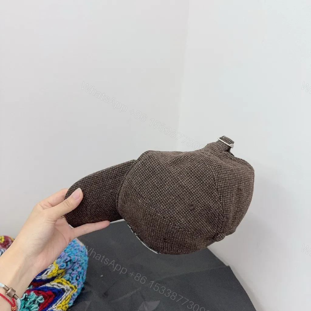 View 3 of Bruised Brown Wool-Blend Cap: Subtle Designer Monogram Cap