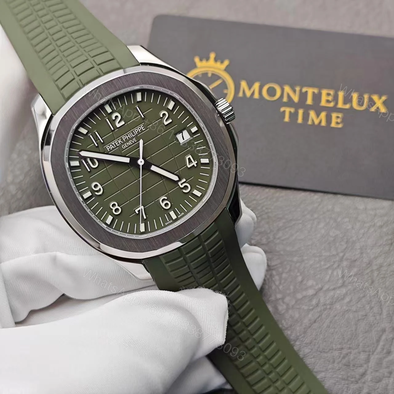 View 3 of Top Swiss Replica Patek Philippe Aquanaut Green Strap