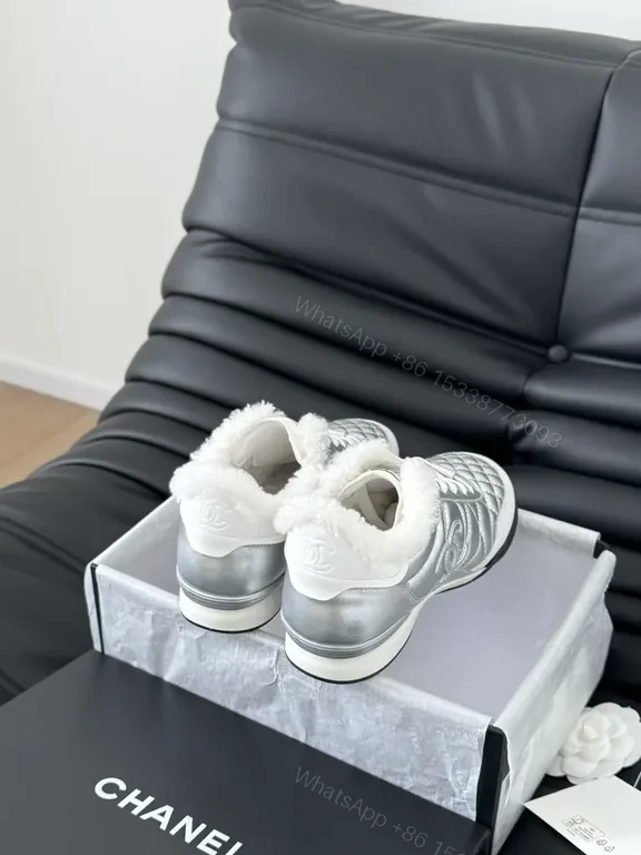 View 9 of Chanel-Inspired Quilted High-Tops with Plush Shearling