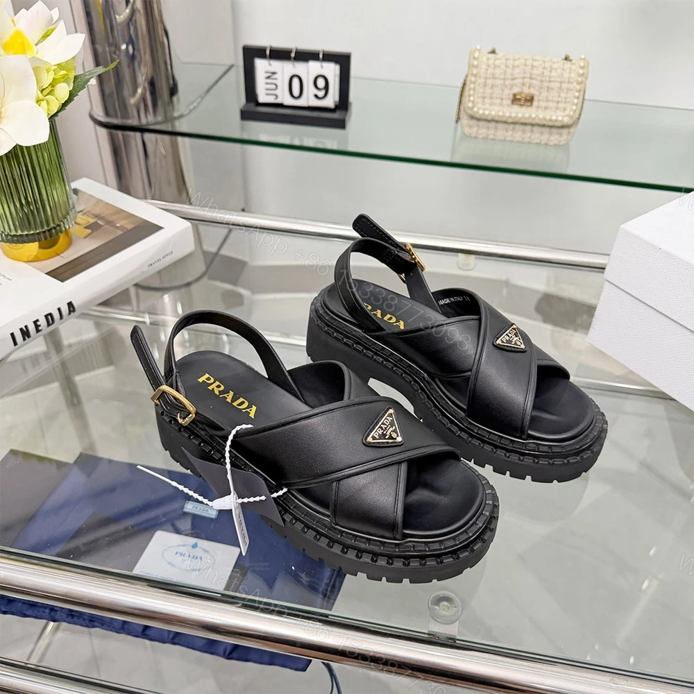 View 2 of PRADA Leather sandals 374742