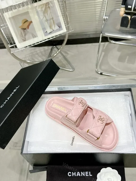 View 3 of Chanel-Inspired Pink Leather Slides â€” Luxury Comfort