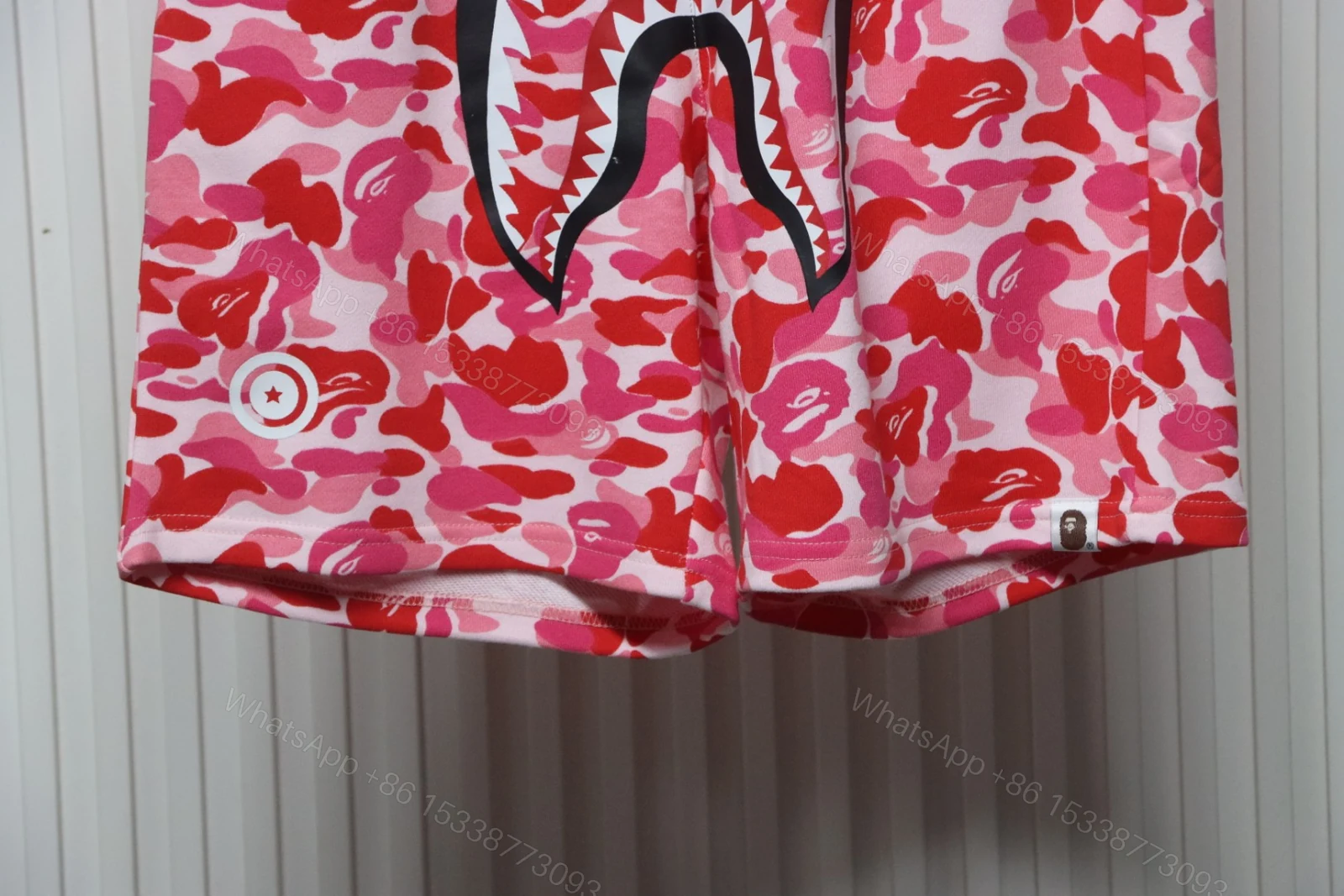 View 4 of Bape Camo Shark Shorts Pink