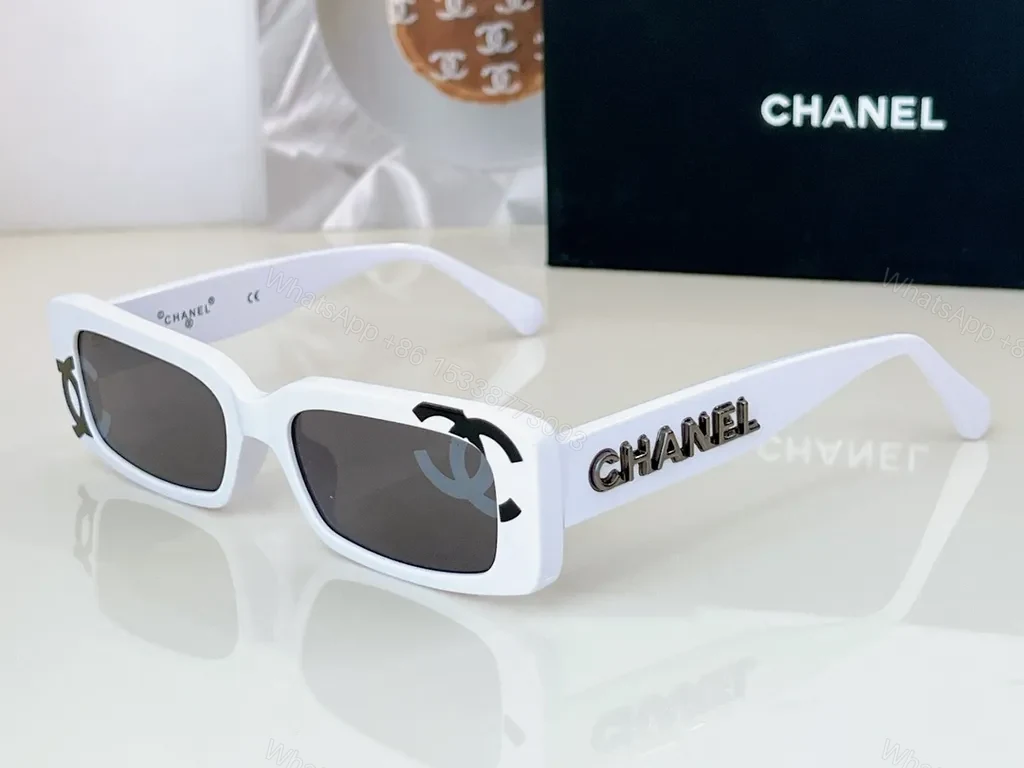 View 6 of White Acetate Sunglasses + Polarized Lenses + Modern Luxe + Chanel Branding + Sunglasses