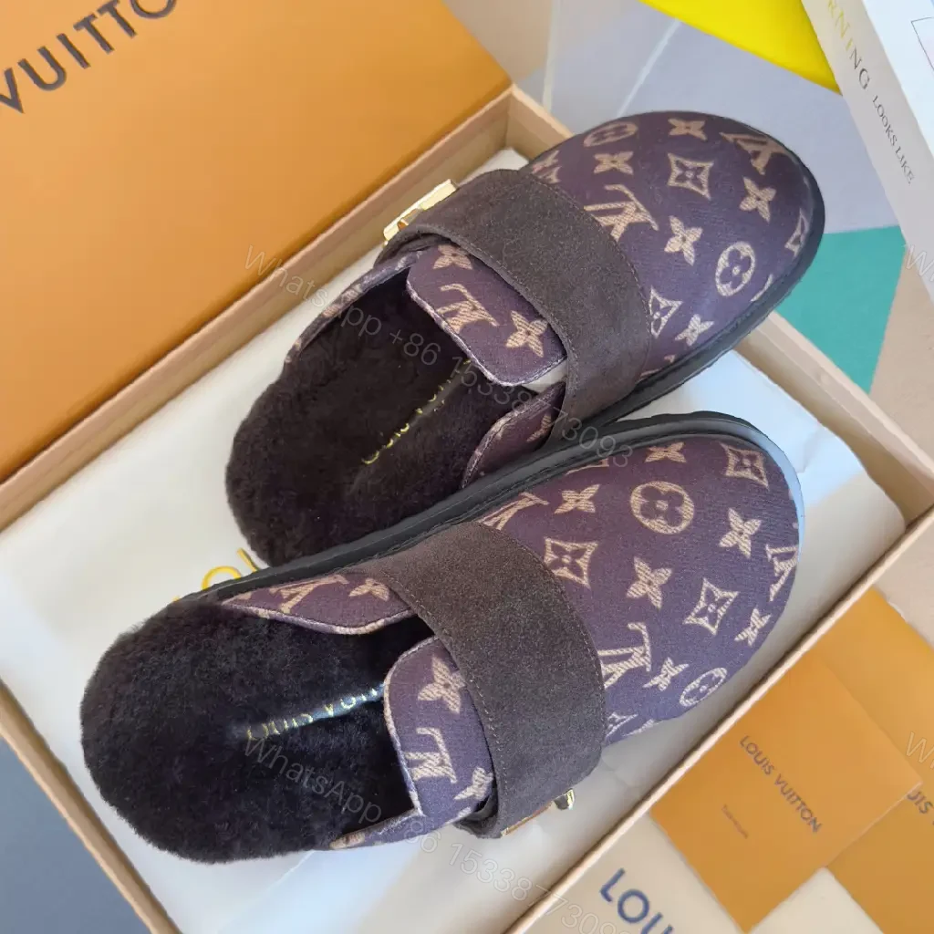 View 7 of Purple Suede-Trim Mules: Plush-Lining Comfort, Monogram Edition