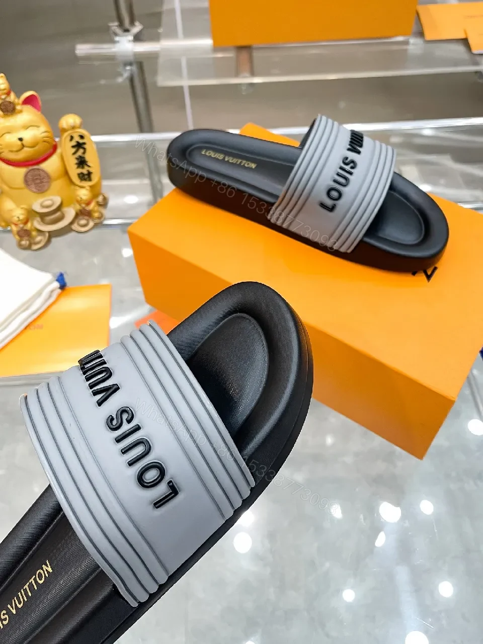View 6 of Textured Strap Sandals: Luxury-Couture Inspired Slides