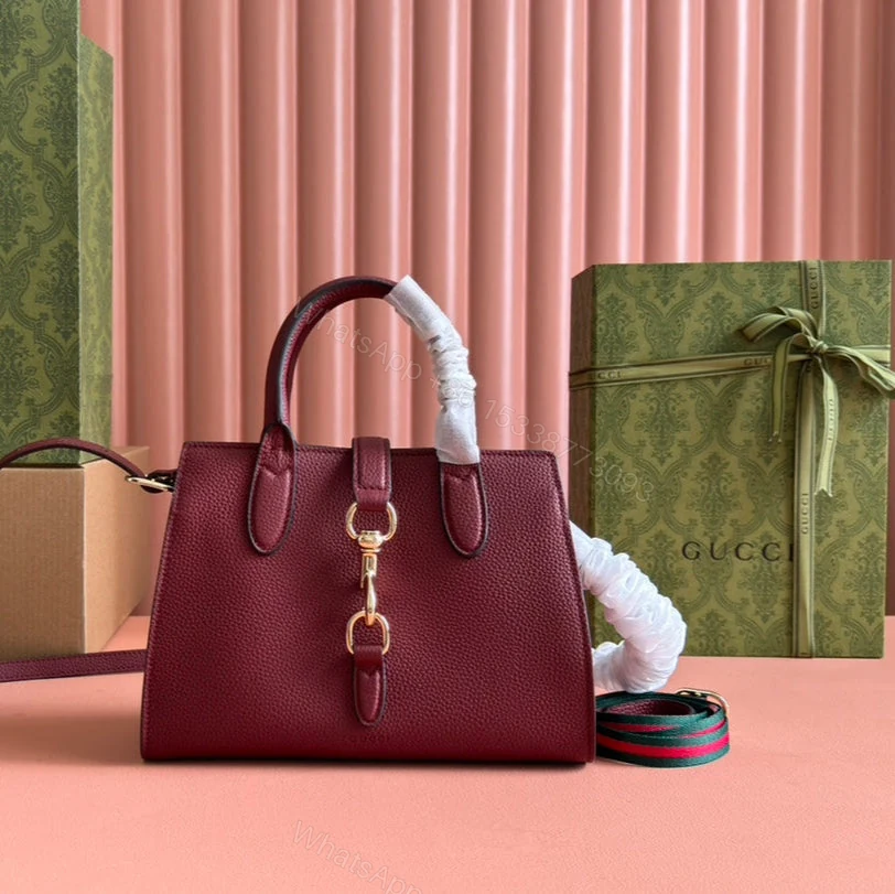 SMALL JACKIE TOTE 24 IN BURGUNDY LAMBSKIN — view 1