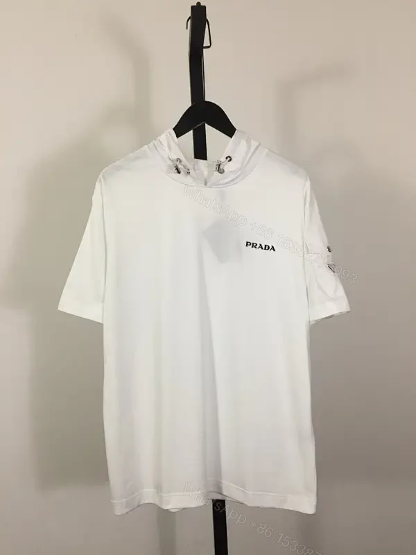 White Cotton Zip-Neck Tee with Subtle Logo, Modern Luxe Streetwear — view 1