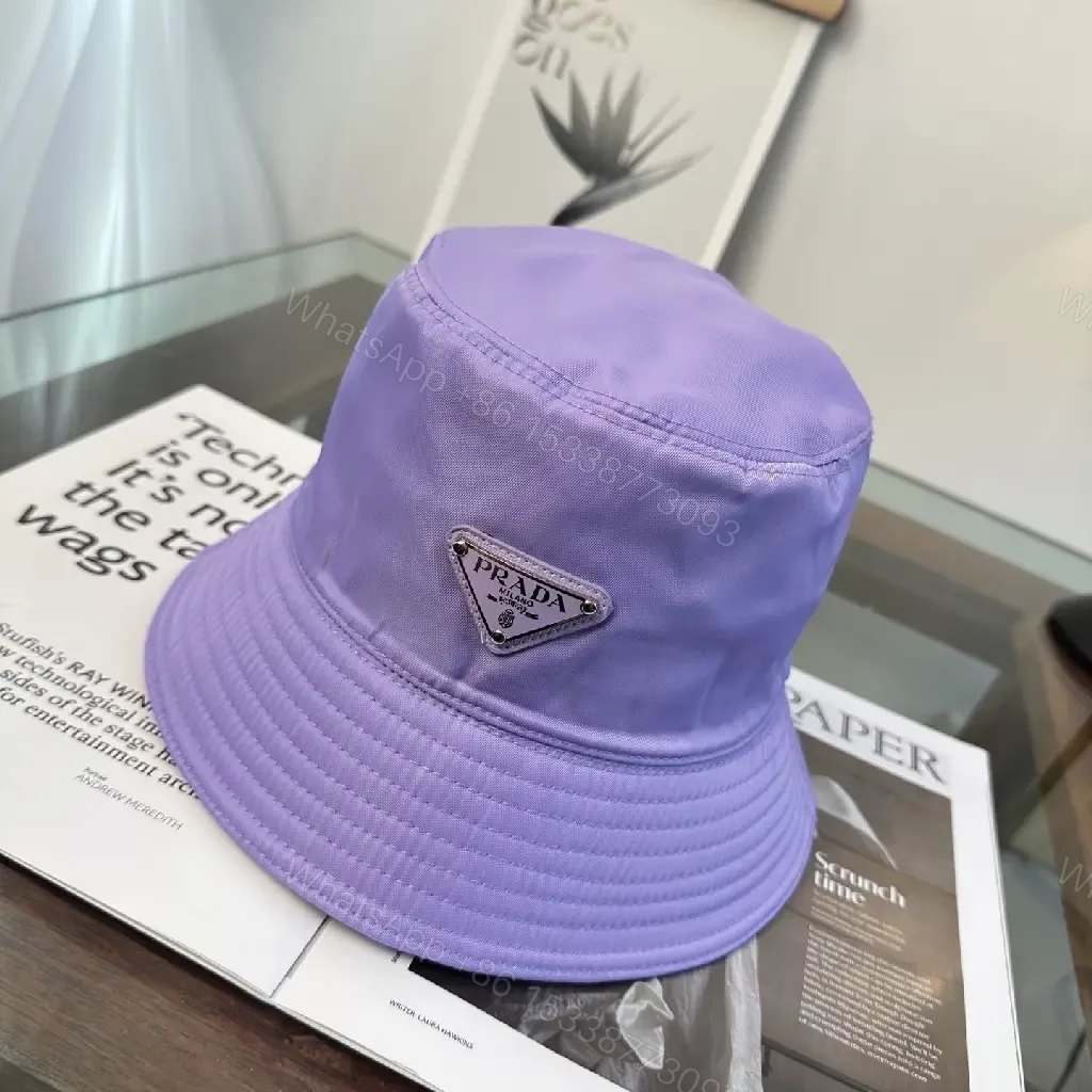 View 6 of Pastel Lavender Nylon Bucket Hat with Prada-Inspired Detail
