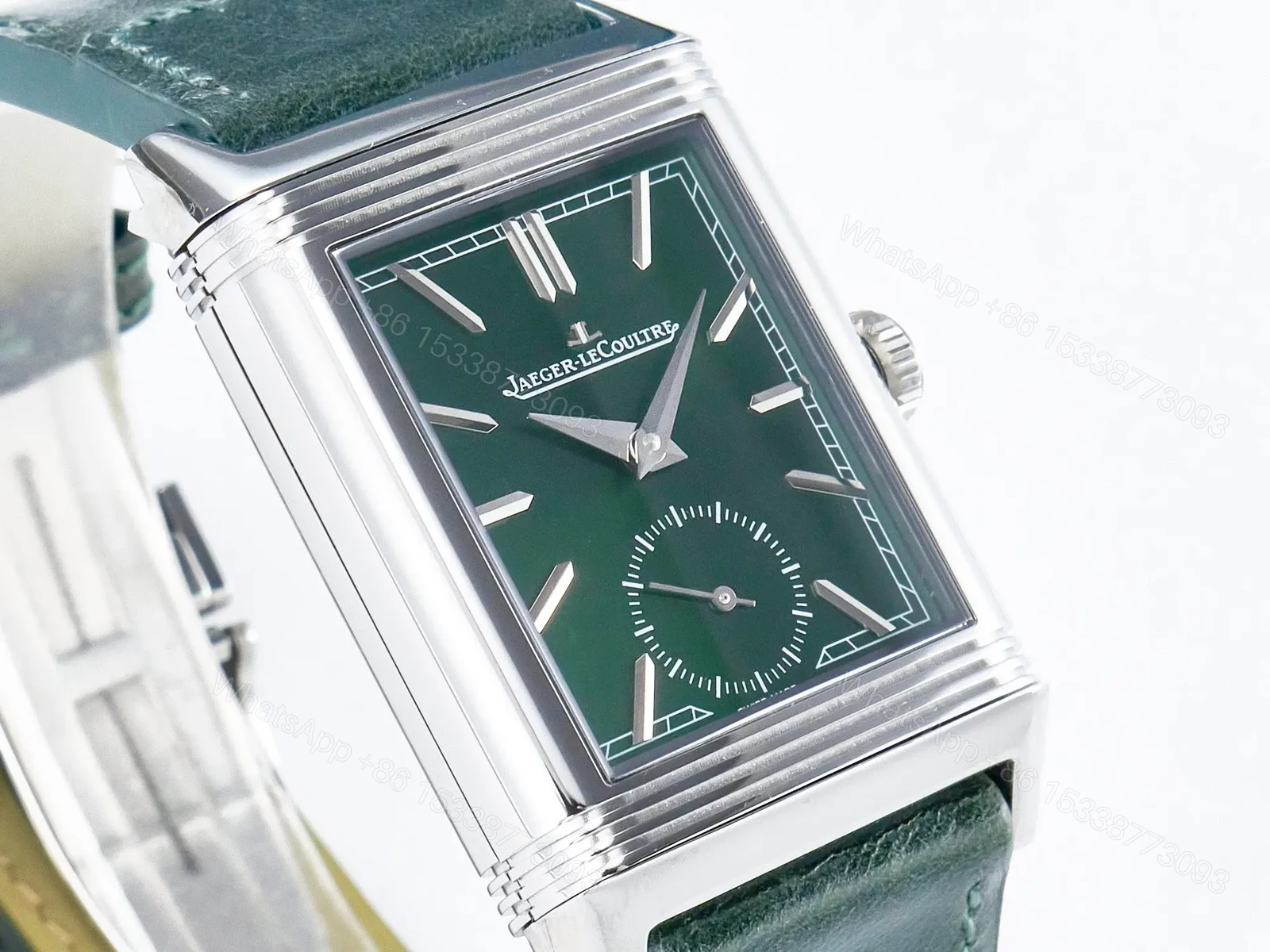 View 6 of Reverso Classic Duoface Small Seconds SS MGF Best Edition White Textured Dial on Black Leather Strap A854A