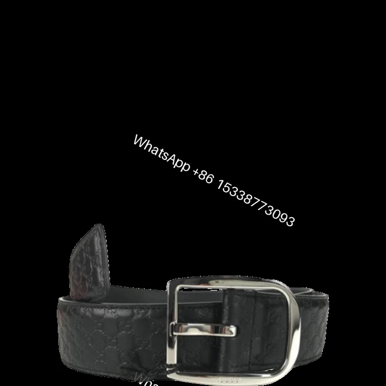GUCCI CALFSKIN MONOGRAM BLACK BELT SILVER METAL 4CM — view 1
