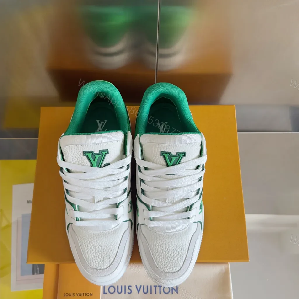 View 6 of Green Leather High-Top Sneakers with Luxury Styling