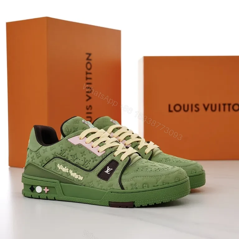View 9 of Green Leather LV-Detail Sneaker: All-Day Comfort