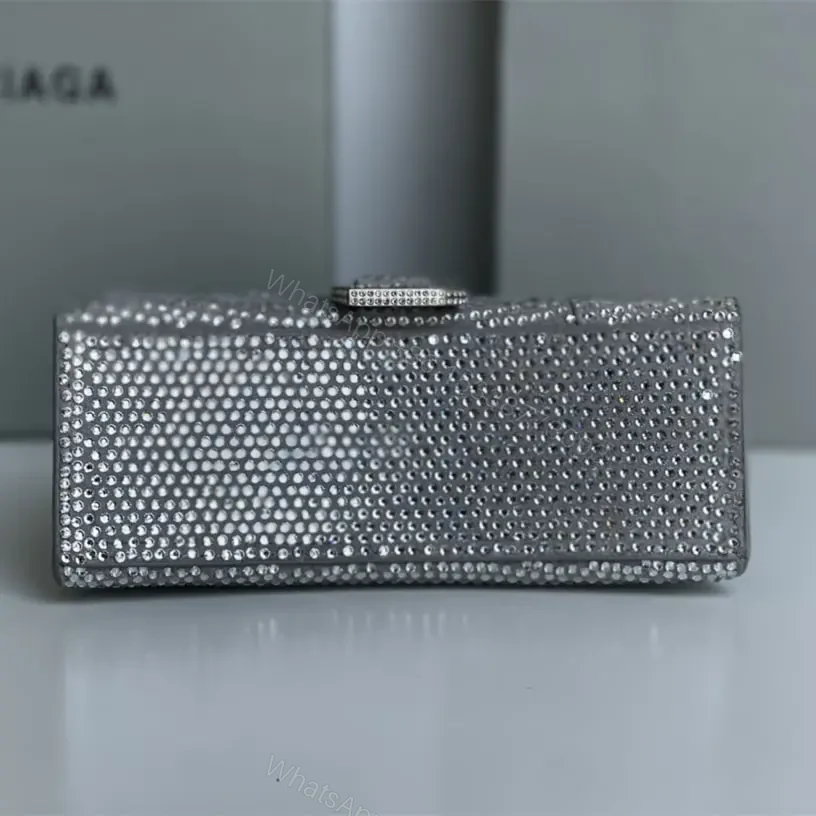 View 9 of 高仿Balenciaga*Hourglass系列沙漏包滿鑽銀色XS