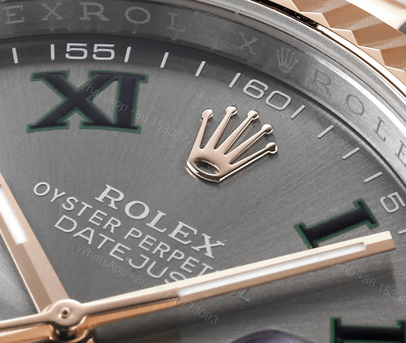 View 6 of Rolex Datejust 41 Everose Rolesor Fluted Jubilee Slate Roman Dial Watch 126331-0016