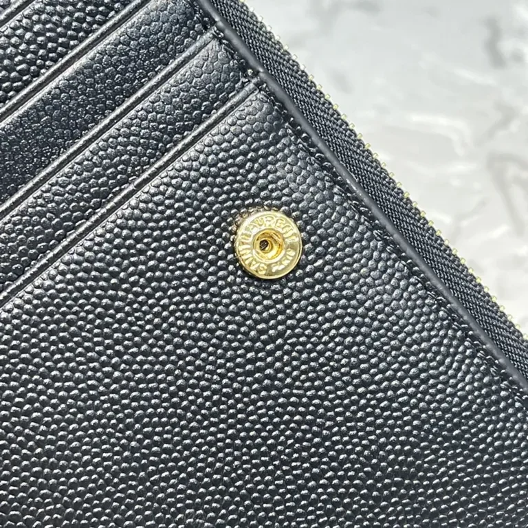 View 2 of Chic Quilted Calfskin Wallet â€“ YSL Gold Logo Compact