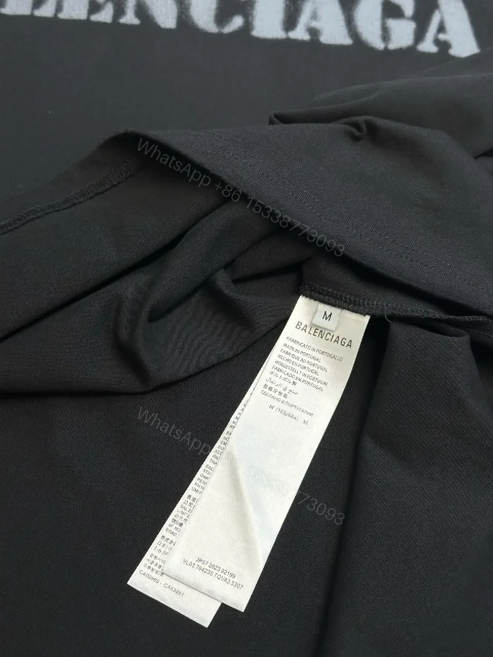 View 8 of Dark Charcoal Oversized Tee with Faded BALenciaga Logo Print Pro
