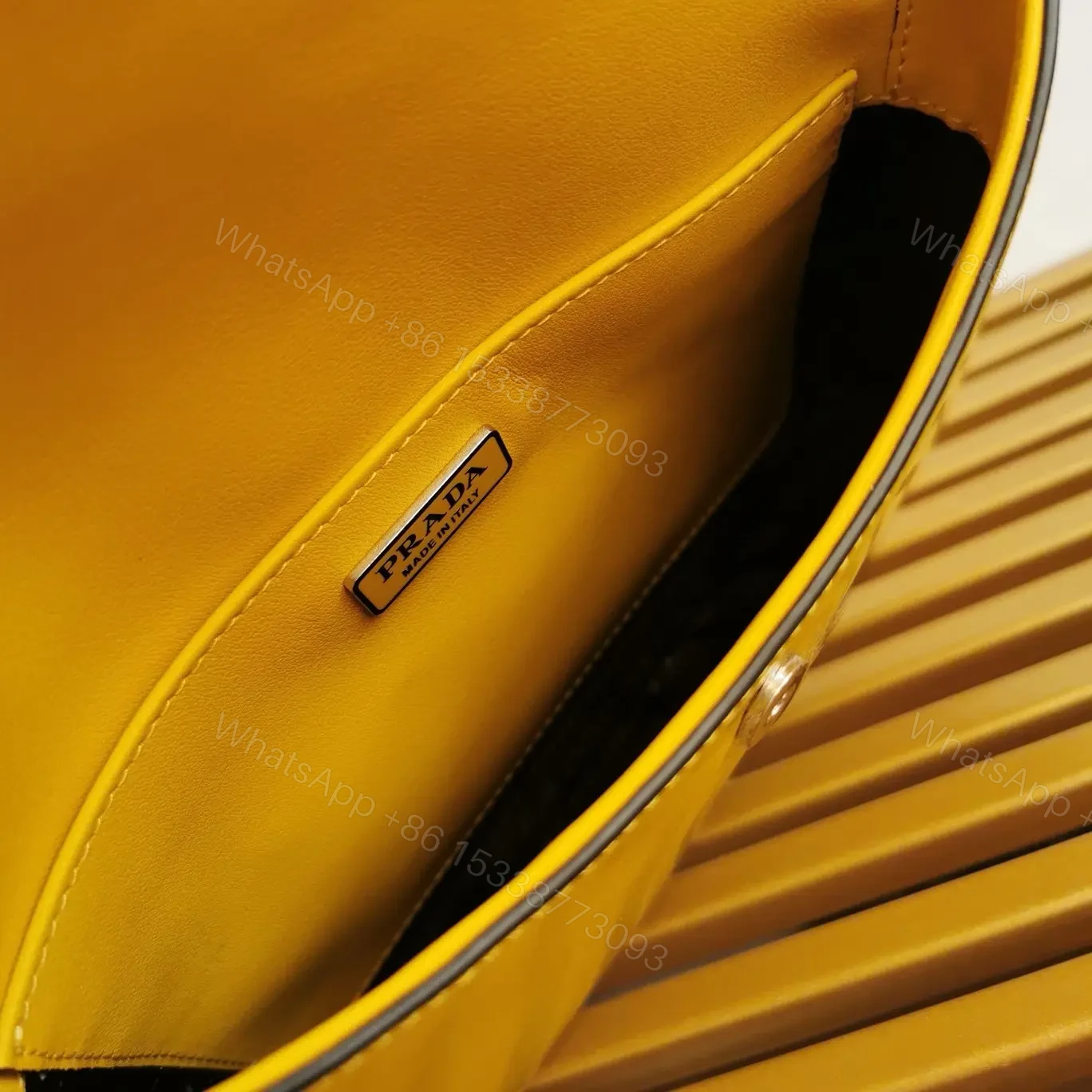 View 6 of PRADA SPAZZOLATO CLEO SHOULDER BAG IN YELLOW