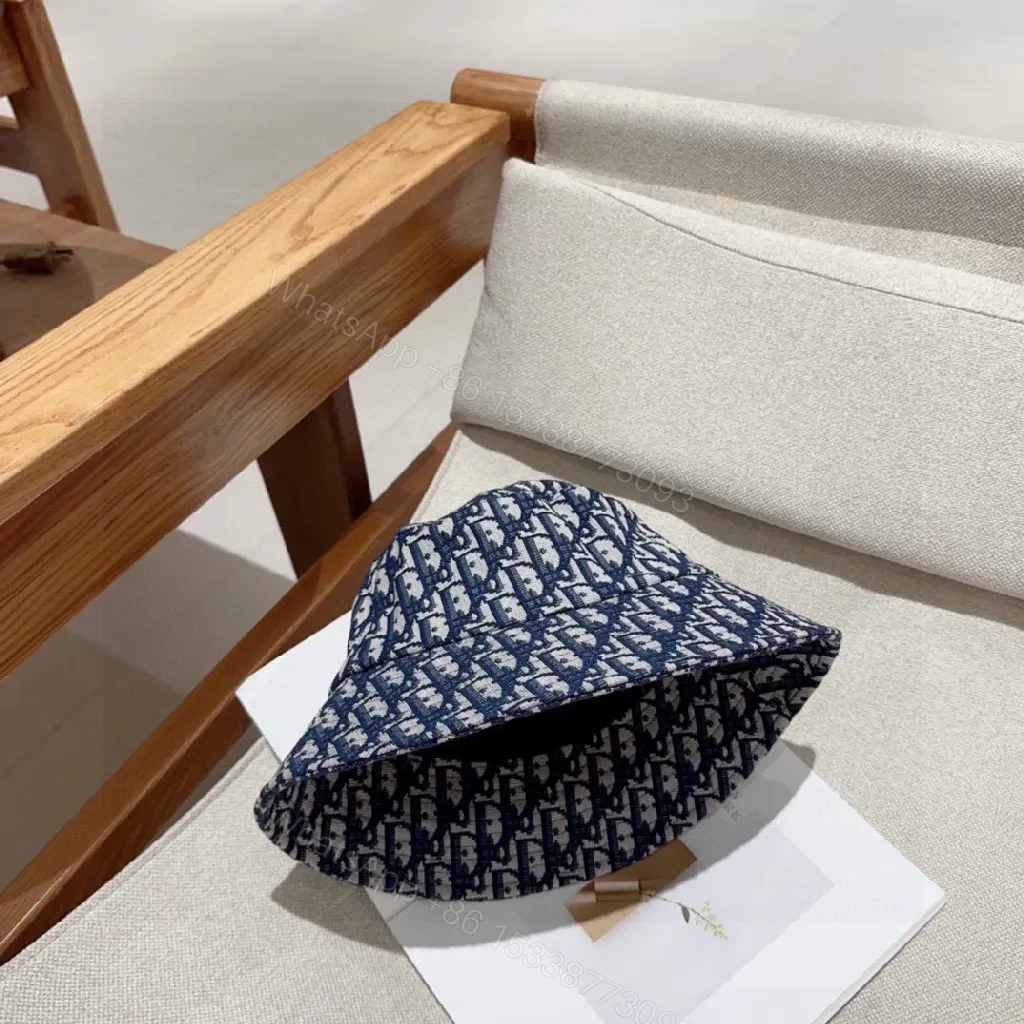 View 5 of Navy Off-White Jacquard Bucket Hat: Compact, Textured Style