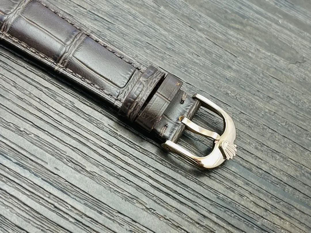 View 9 of Rolex Cellini Date 50515 39mm Everose Silver Alligator Strap Watch 50515-0009