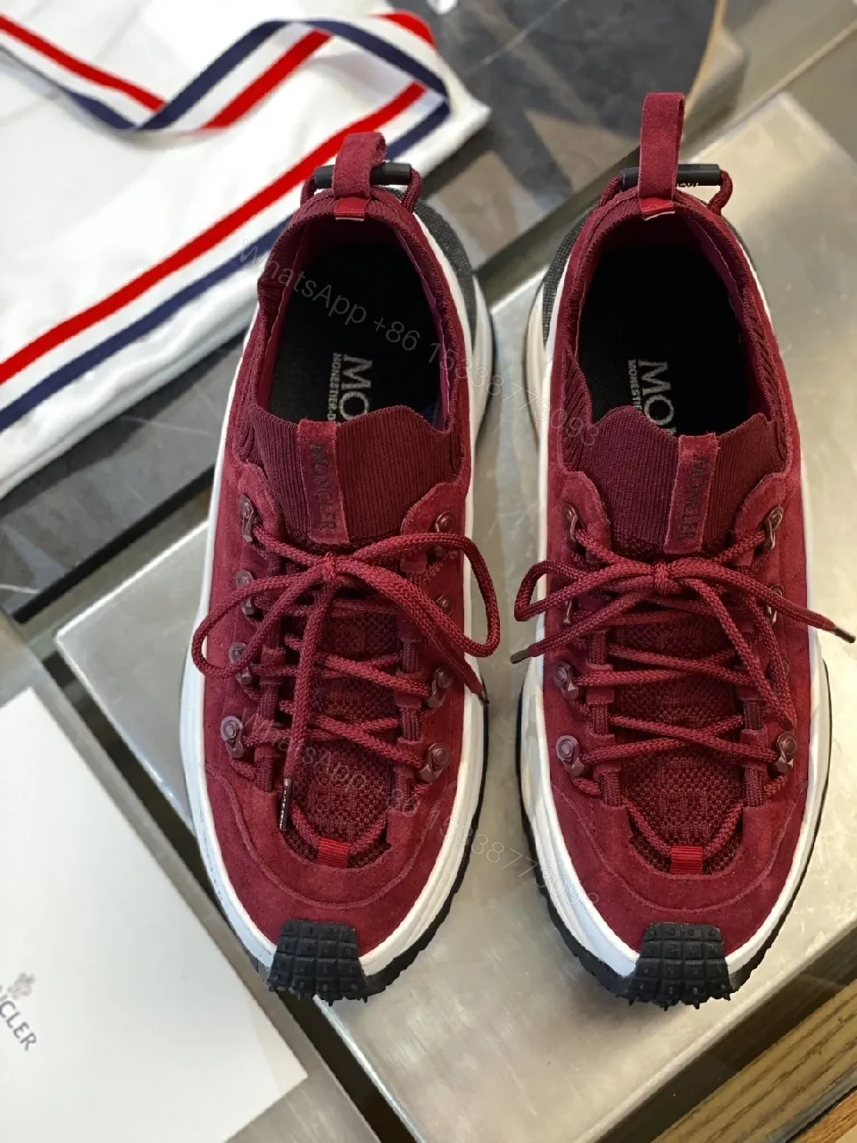 View 8 of Burgundy Suede Hiking-Inspired Sneakers with Comfort