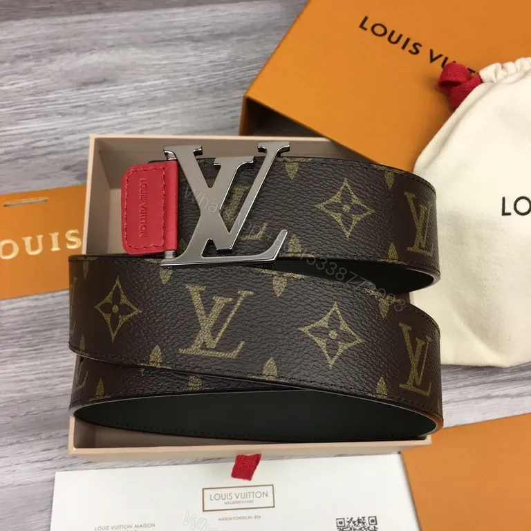 Iconic Monogram Belt: LV Buckle, Red Keeper, Calf Trim — view 1