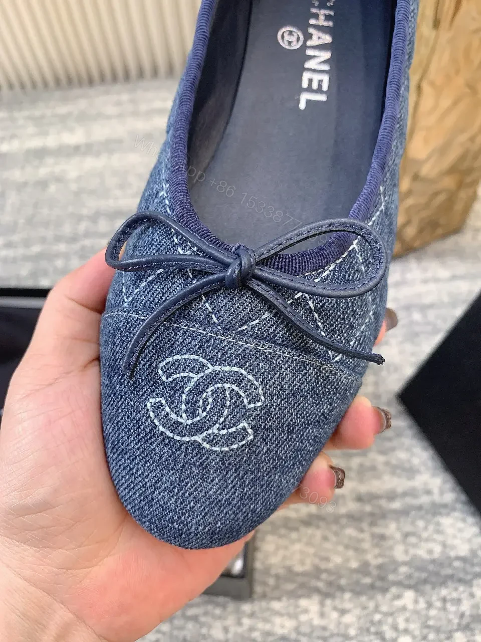 View 8 of Navy Denim Slip-Ons: Subtle Logo Comfort Shoes