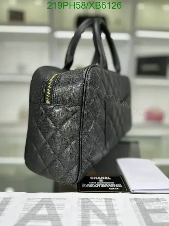 View 3 of Chanel Mini Boston Bag in Quilted Leather XB612665 1:1 Mirror