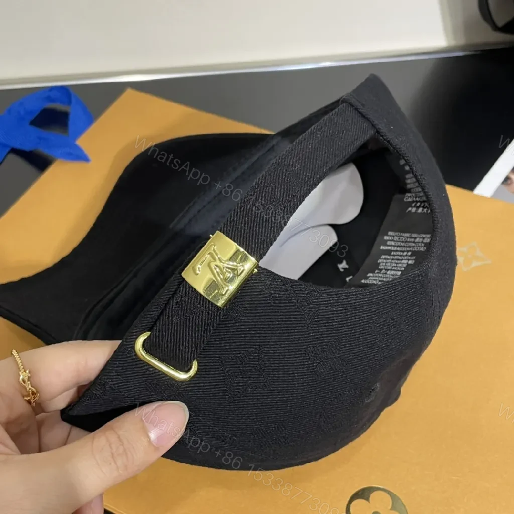 View 7 of Lux Black Cap with Gold Monogram Accent - Luxury-Casual Style