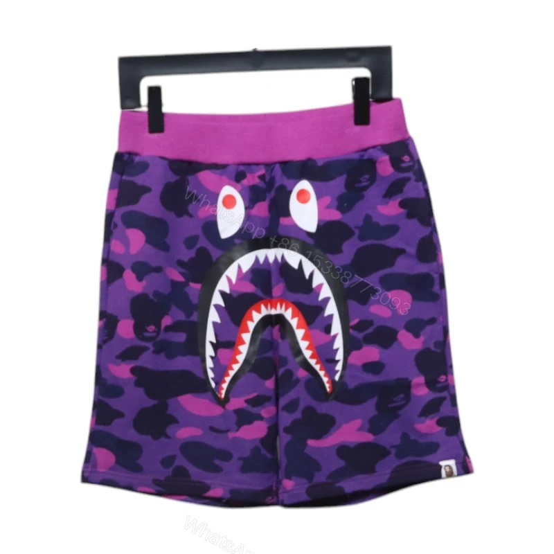 View 5 of BAPE Camouflage Shark Mouth Shorts Purple