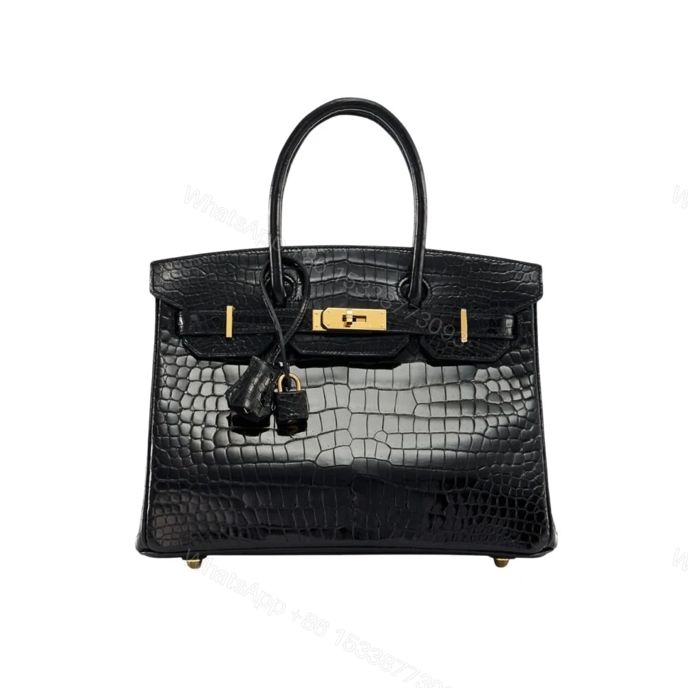 Hermes Birkin 30 Shiny Porosus Crocodile Black 30Cm — view 1