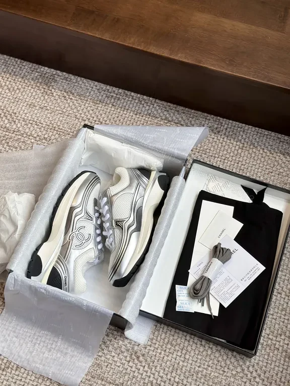 View 6 of Silver-Tone Mesh Runner with Chanel Detailing Sneakers