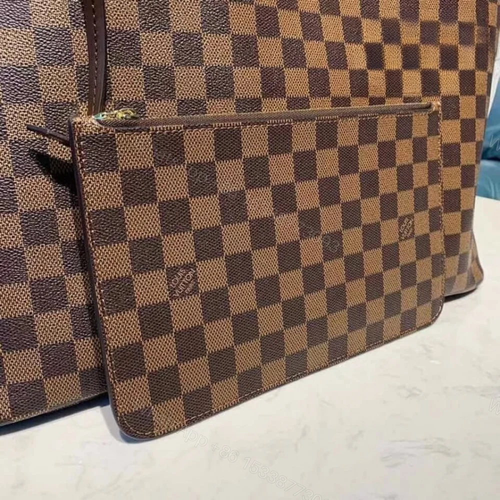View 4 of Louis Vuitton Neverfull GM Damier Ebene Cerise Red 39Cm N40597