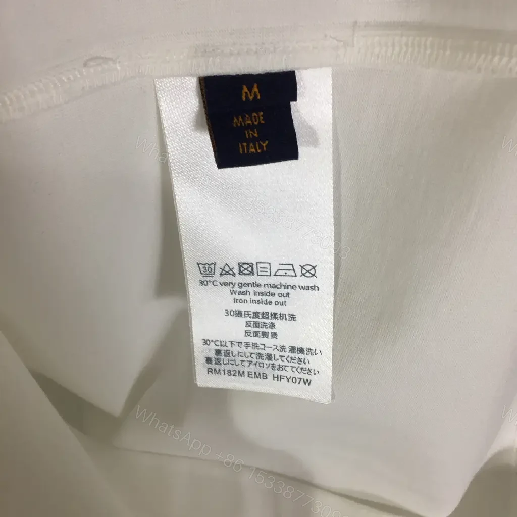 View 3 of Minimalist White Tee: Subtle LV-Inspired Emblem, Premium Cotton Blend