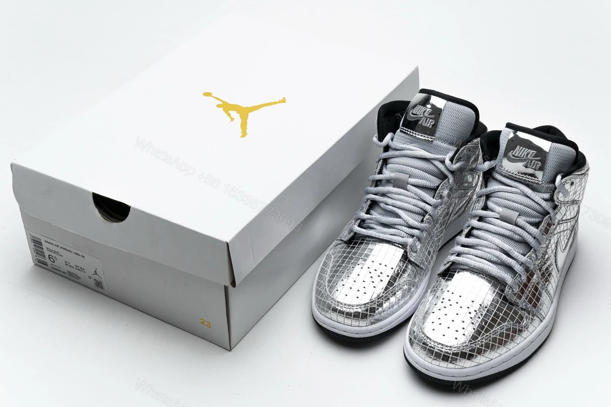 Air Jordan 1 Mid SE Disco Metallic Silver (W) CU9304-001 — view 2