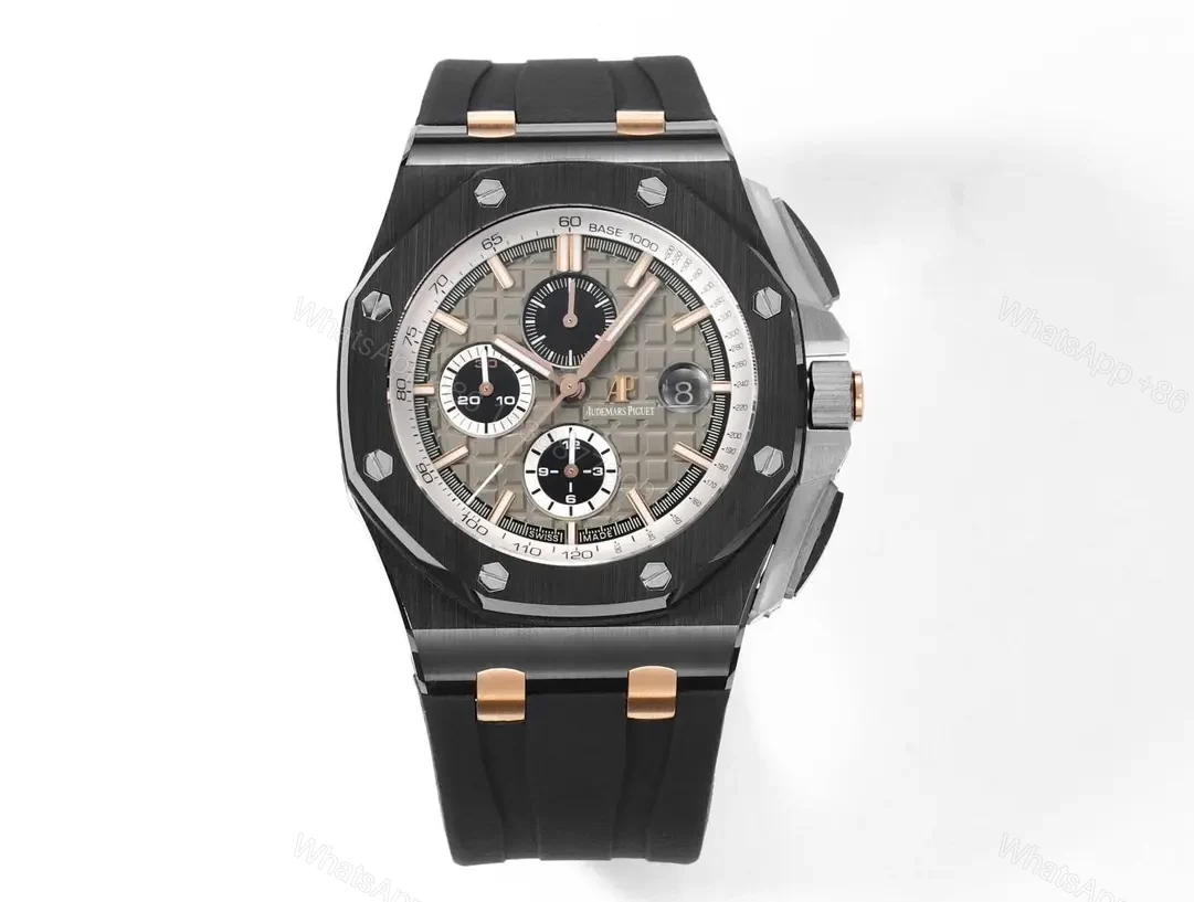 OM Factory Audemars Piguet Royal Oak Offshore Chronograph – Black and Rose Gold with Grey Dial, Rubber Strap — view 1