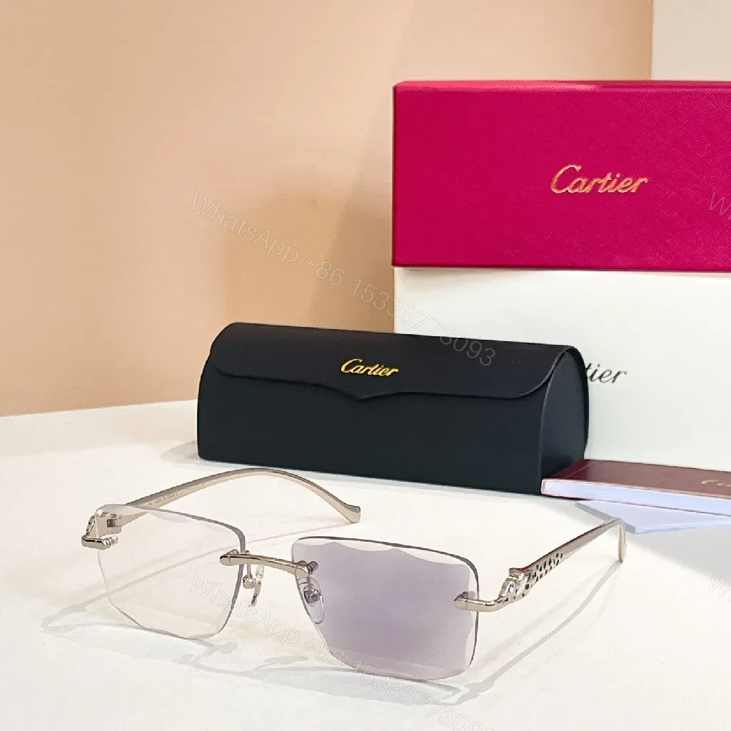View 3 of Minimalist Rimless Sunglasses with Subtle Metal Accents
