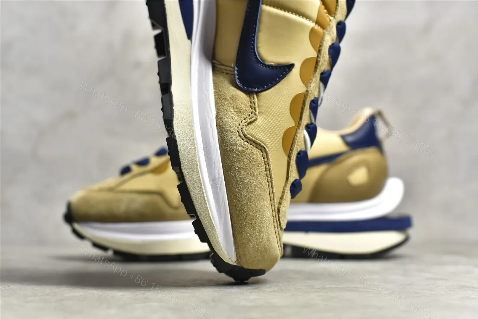 View 7 of Sacai × Nike VaporWaffle “Sesame and Blue Void” Replicas