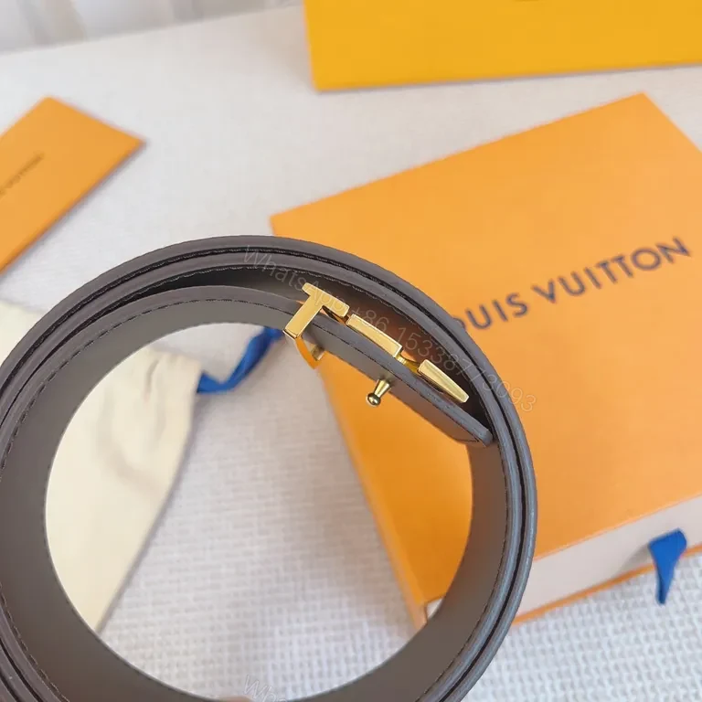View 7 of Gold LV Monogram Belt â€“ Premium Leather, Everyday Luxury