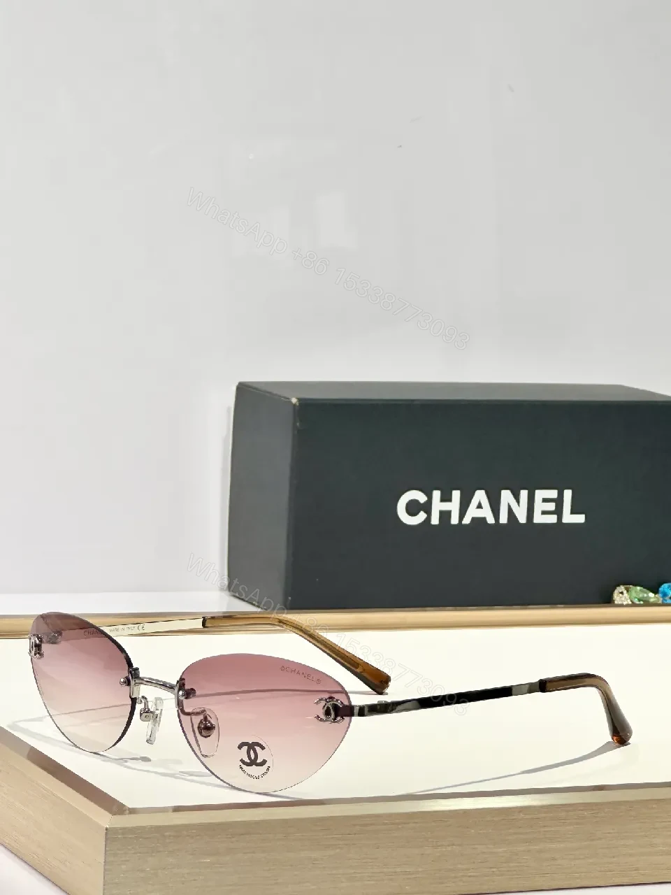 View 2 of Aviator Sunglasses: Luxe Gold-Bridge, Brew Lenses, Minimal Chanel-Inspired Iconic Style