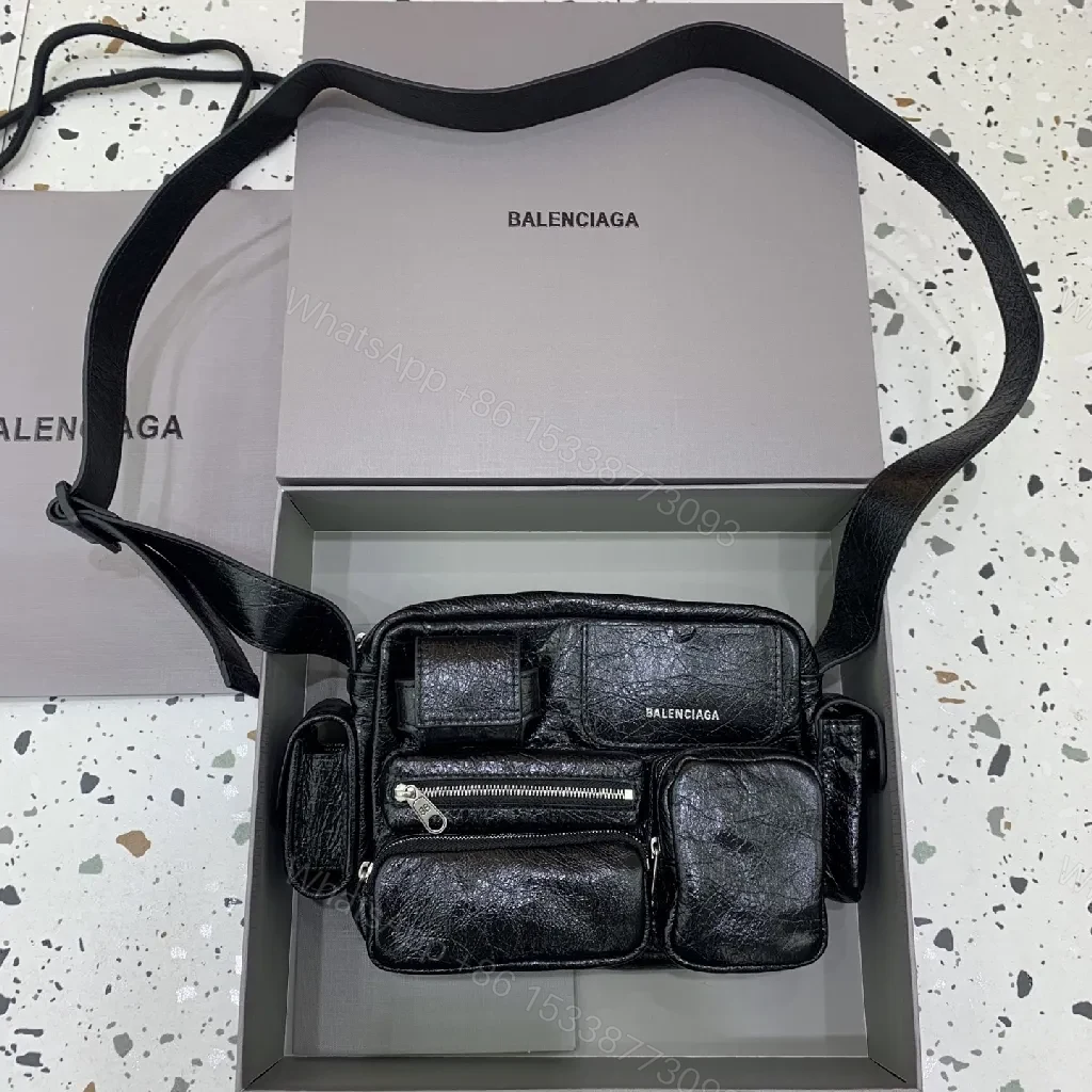 Textured Leather Crossbody: Balenciaga-Inspired, City-Chic, Multi-Pocket Crossbody Bag — view 1