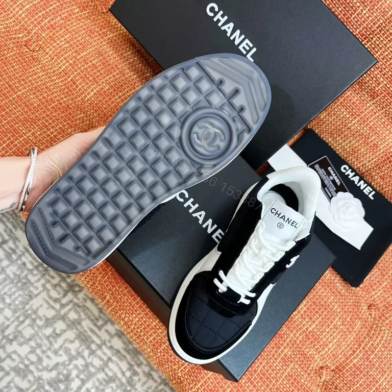 View 2 of Chanel-Inspired Quilted Knit Sneakers: Luxury Comfort