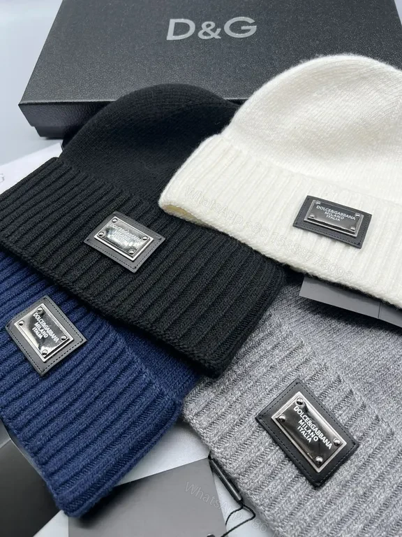 View 6 of Navy Knit Beanie with D&G Plaque - Ultra-Warm, Refined Street Style